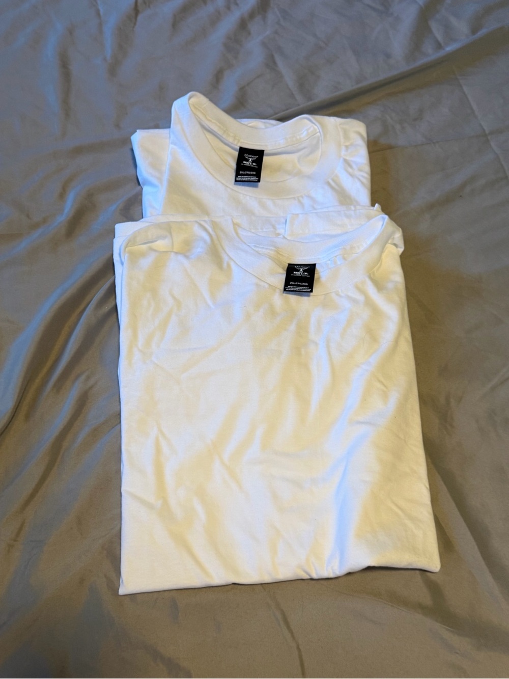 Hanes White Beefy Tee style Short Sleeve Crew Neck Tee - Men